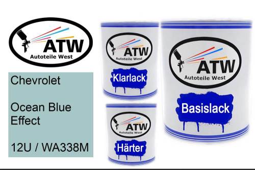 Chevrolet, Ocean Blue Effect, 12U / WA338M: 1L Lackdose + 1L Klarlack + 500ml Härter - Set, von ATW Autoteile West.